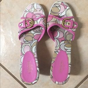 Coach printed pink sandals size 10
